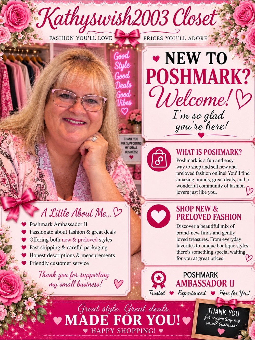 Poshmark $10 Off First Order Promo Graphic - Pink